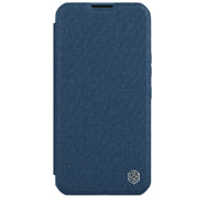 For iPhone 15 Plus NILLKIN QIN Series Pro Fabric Textured Leather Phone Case(Blue)