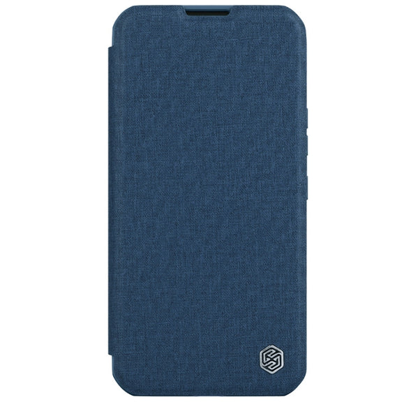 For iPhone 15 Plus NILLKIN QIN Series Pro Fabric Textured Leather Phone Case(Blue)