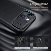 For iPhone 15 Plus NILLKIN QIN Series Pro Fabric Textured Leather Phone Case(Blue)