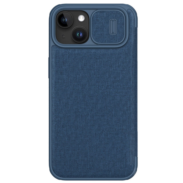 For iPhone 15 Plus NILLKIN QIN Series Pro Fabric Textured Leather Phone Case(Blue)