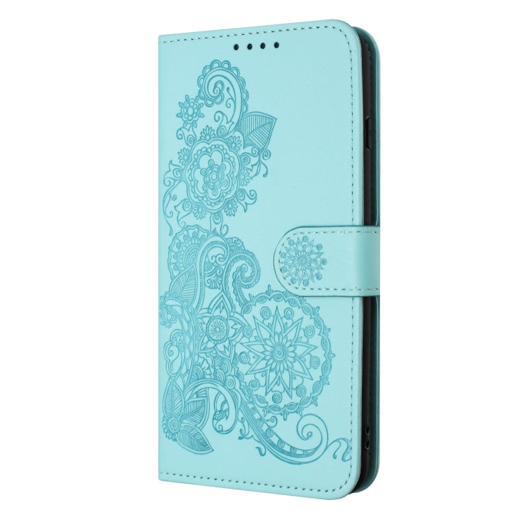 For Samsung Galaxy A24 4G Datura Flower Embossed Flip Leather Phone Case(Light blue)
