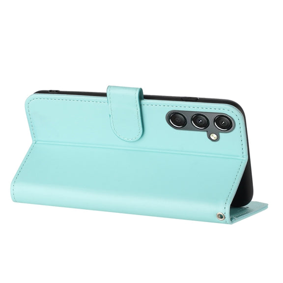 For Samsung Galaxy A24 4G Datura Flower Embossed Flip Leather Phone Case(Light blue)