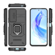 For Honor 90 Lite 5G Sliding Camshield TPU + PC Shockproof Phone Case with Holder(Black)