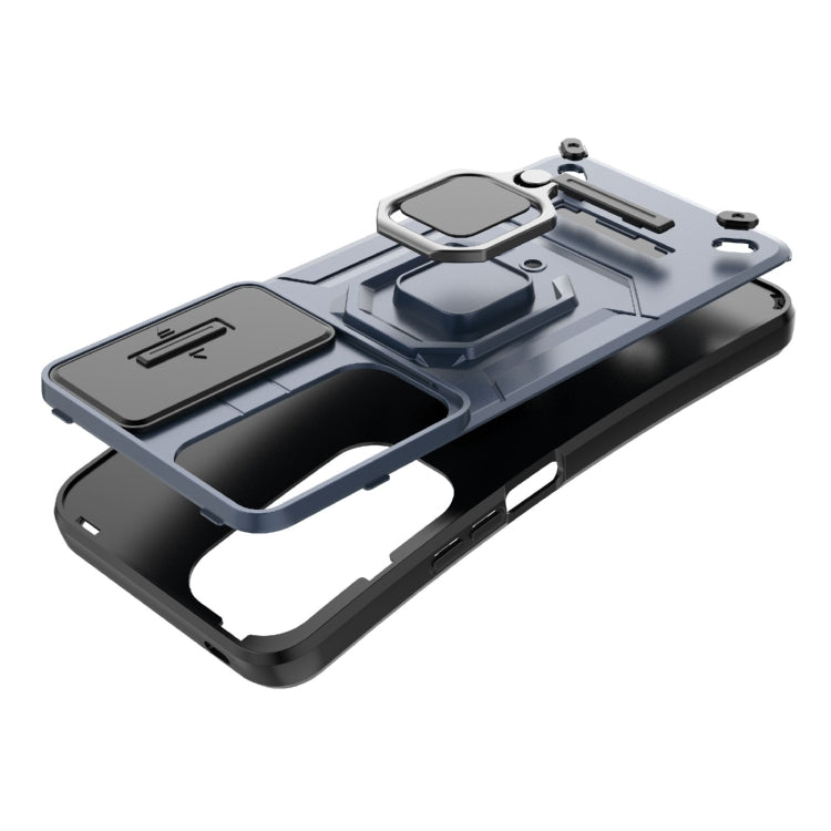 For Honor 90 Lite 5G Sliding Camshield TPU + PC Shockproof Phone Case with Holder(Black)