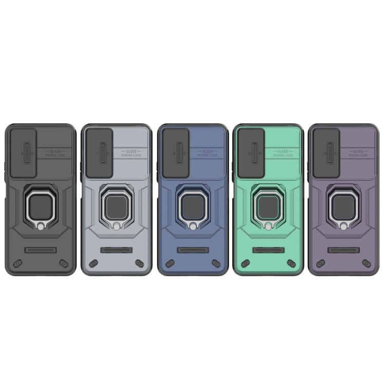 For Honor 90 Lite 5G Sliding Camshield TPU + PC Shockproof Phone Case with Holder(Black)