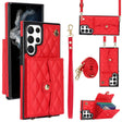 For Samsung Galaxy S22 Ultra 5G Crossbody Rhombic Horizontal Wallet Leather Phone Case(Red) - Galaxy S22 Ultra 5G Cases by PMC TechLife | Online Shopping South Africa | PMC TechLife | Buy Now Pay Later Mobicred