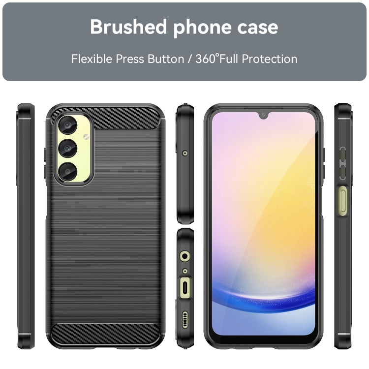 For Samsung Galaxy A25 5G Brushed Texture Carbon Fiber TPU Phone Case(Black)
