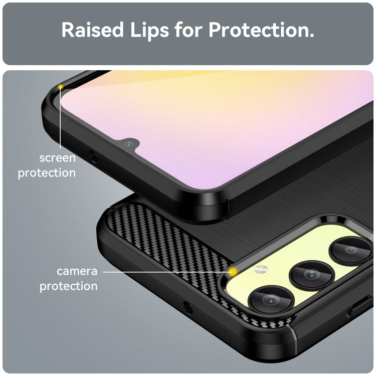 For Samsung Galaxy A25 5G Brushed Texture Carbon Fiber TPU Phone Case(Black)
