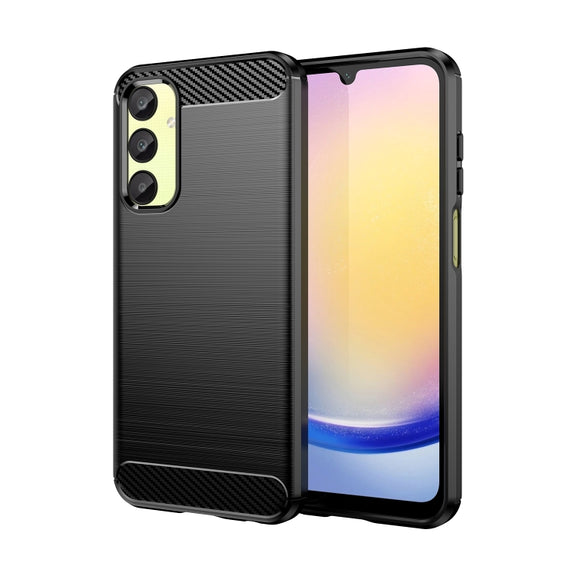 For Samsung Galaxy A25 5G Brushed Texture Carbon Fiber TPU Phone Case(Black)