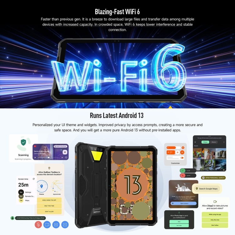 Ulefone Armor Pad 2 Rugged Tablet PC, 16GB+256GB 11 inch Android 13 MediaTek Helio G99 Octa Core 4G Network EU Plug(Yellow)