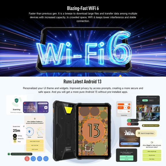 Ulefone Armor Pad 2 Rugged Tablet PC, 16GB+256GB 11 inch Android 13 MediaTek Helio G99 Octa Core 4G Network EU Plug(Yellow)