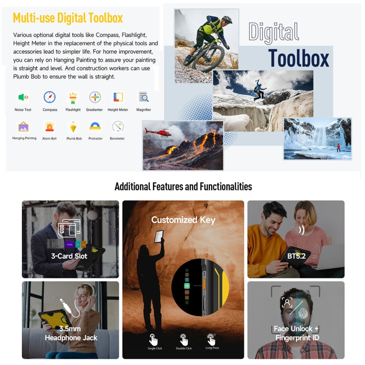 Ulefone Armor Pad 2 Rugged Tablet PC, 16GB+256GB 11 inch Android 13 MediaTek Helio G99 Octa Core 4G Network EU Plug(Yellow)