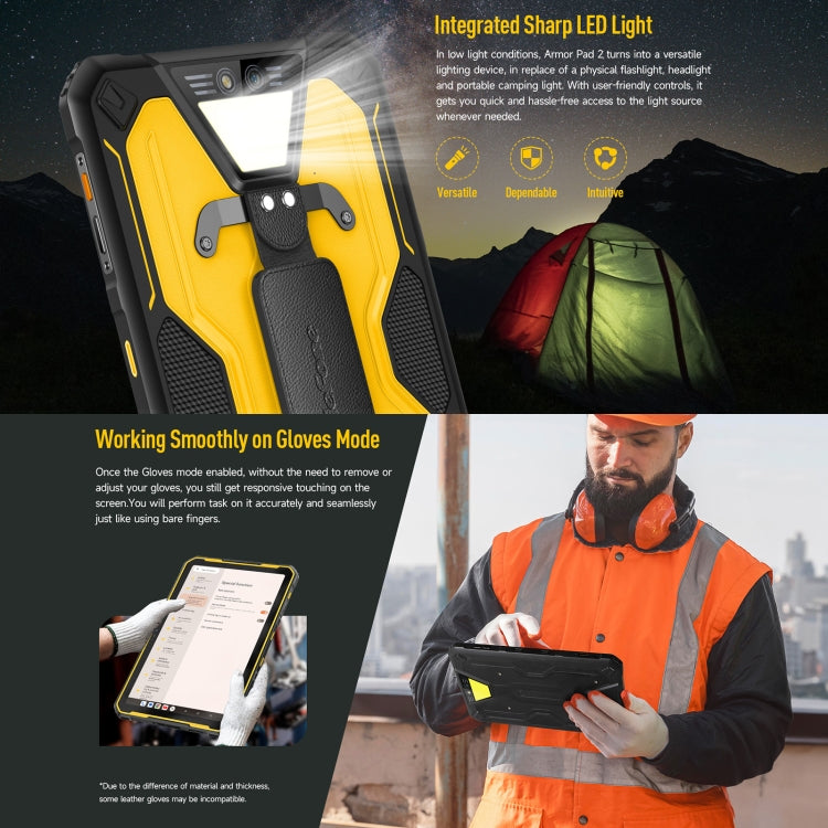 Ulefone Armor Pad 2 Rugged Tablet PC, 16GB+256GB 11 inch Android 13 MediaTek Helio G99 Octa Core 4G Network EU Plug(Yellow)