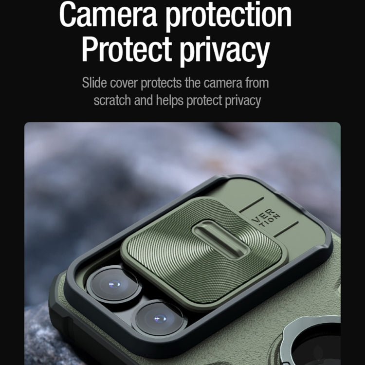 For iPhone 15 Pro NILLKIN Shockproof CamShield Armor Protective Case with Invisible Ring Holder(Black)