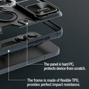 For iPhone 15 Pro NILLKIN Shockproof CamShield Armor Protective Case with Invisible Ring Holder(Green)