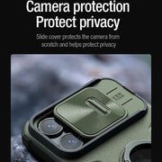 For iPhone 15 Pro NILLKIN Shockproof CamShield Armor Protective Case with Invisible Ring Holder(Green)