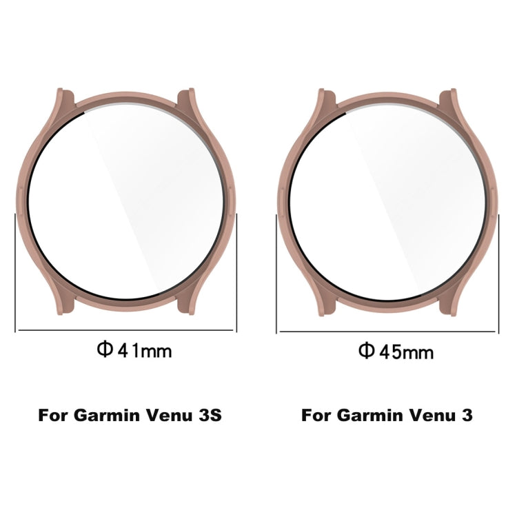 Compatible with Garmin Venu 3S PC + Tempered Glass Film Integrated Watch Case(Black)