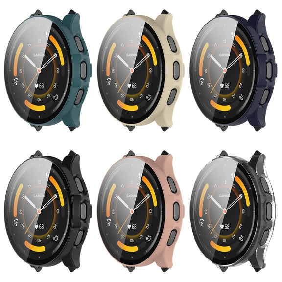 Compatible with Garmin Venu 3S PC + Tempered Glass Film Integrated Watch Case(Black)