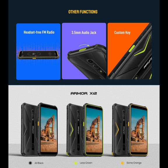 Ulefone Armor X12, 3GB+32GB, Rugged Phone, Face Unlock, 5.45 inch Android 13 Go MediaTek Helio A22 Quad Core, Network: 4G, NFC(All Black)