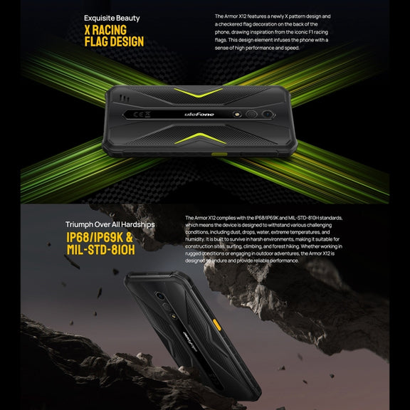 Ulefone Armor X12, 3GB+32GB, Rugged Phone, Face Unlock, 5.45 inch Android 13 Go MediaTek Helio A22 Quad Core, Network: 4G, NFC(All Black)