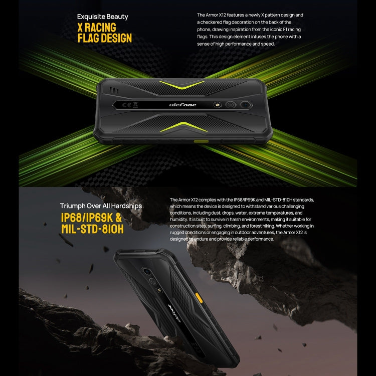 Ulefone Armor X12, 3GB+32GB, Rugged Phone, Face Unlock, 5.45 inch Android 13 Go MediaTek Helio A22 Quad Core, Network: 4G, NFC(All Black)
