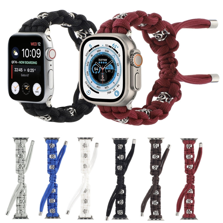 For Apple Watch Series 2 42mm Silk Silver Beads Braided Watch Band(Grey)