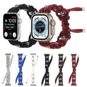 For Apple Watch Series 2 42mm Silk Silver Beads Braided Watch Band(Grey)