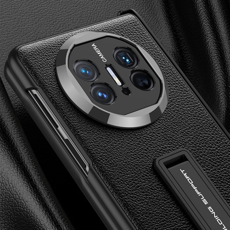 For Huawei Mate X5 GKK Magnetic Hinge Flip Leather Phone Case with Holder(Carbon Fiber)