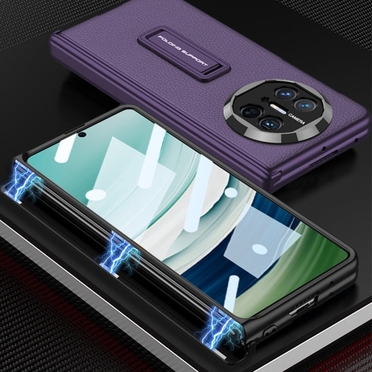 For Huawei Mate X5 GKK Magnetic Hinge Flip Leather Phone Case with Holder(Carbon Fiber)