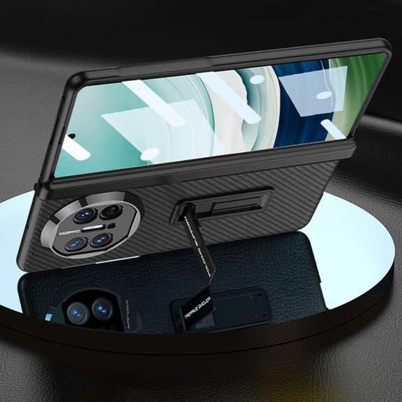 For Huawei Mate X5 GKK Magnetic Hinge Flip Leather Phone Case with Holder(Carbon Fiber)