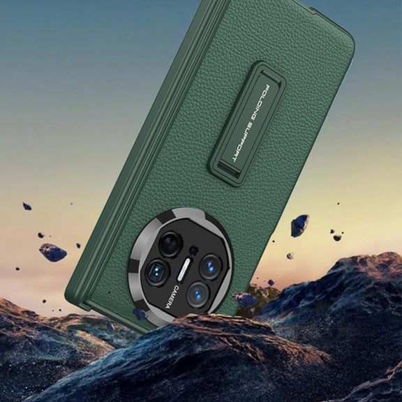 For Huawei Mate X5 GKK Magnetic Hinge Flip Leather Phone Case with Holder(Carbon Fiber)
