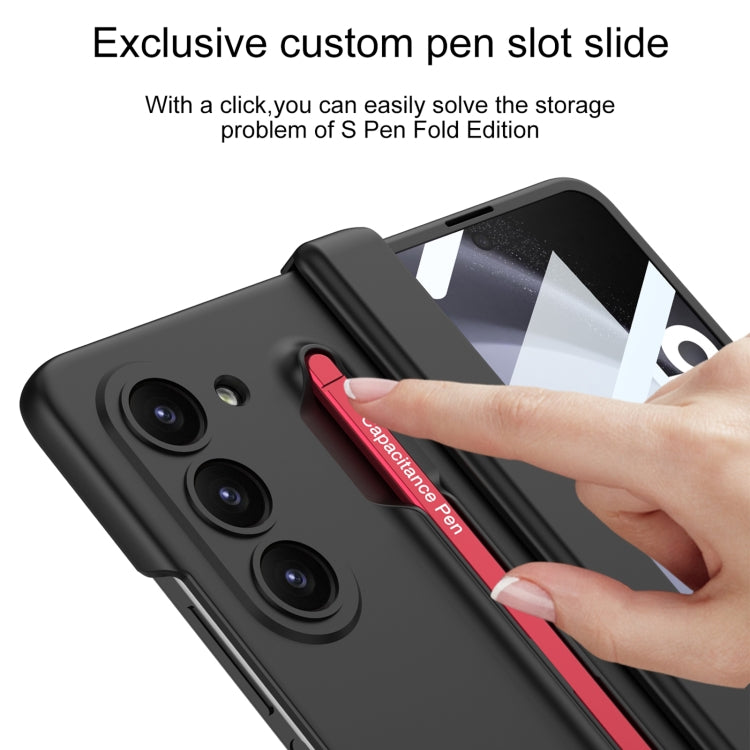 For Samsung Galaxy Z Fold5 5G GKK Integrated Fold Hinge Phone Case with Pen Slots, No Include Pen(Black+Red)