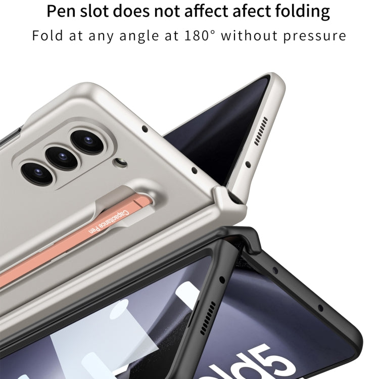 For Samsung Galaxy Z Fold5 5G GKK Integrated Fold Hinge Phone Case with Pen Slots, No Include Pen(Black+Red)