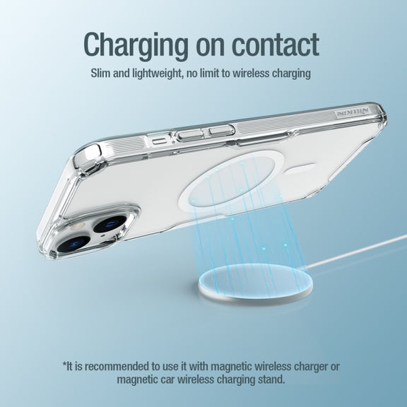 For iPhone 15 NILLKIN Ultra Clear Magsafe PC + TPU Phone Case(Blue)