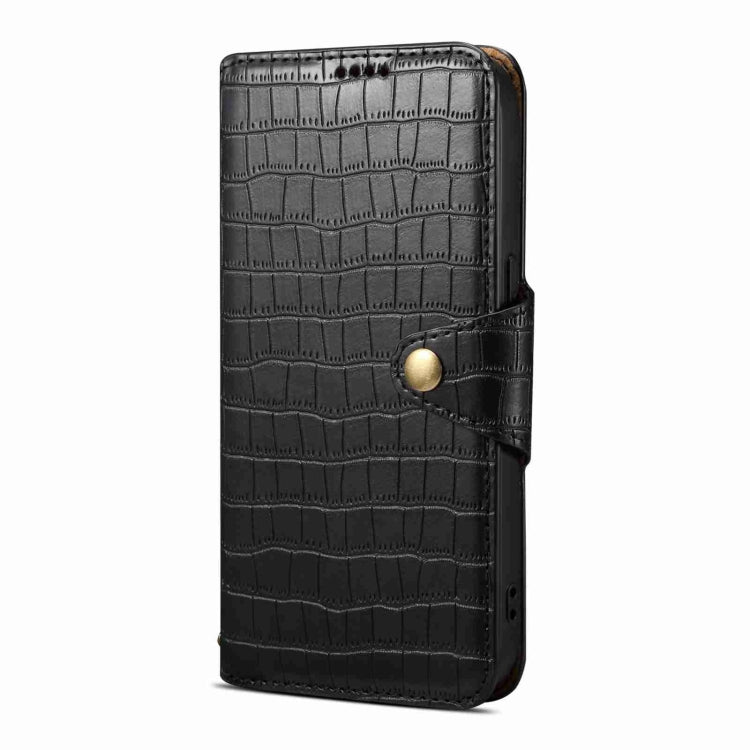 For iPhone 14 Pro Max Denior Crocodile Texture Oil Edge Leather Phone Case(Black)