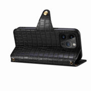For iPhone 14 Pro Max Denior Crocodile Texture Oil Edge Leather Phone Case(Black)