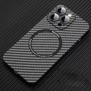 For iPhone 13 Pro MagSafe Magnetic PC Carbon Fiber Phone Case with Lens Film(Black)