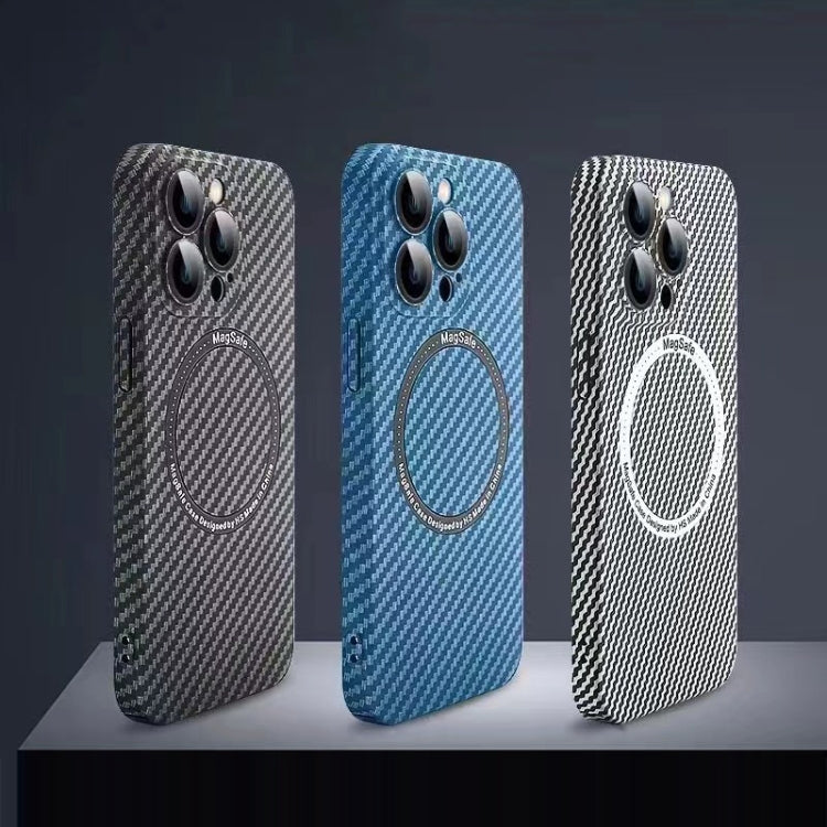 For iPhone 13 Pro MagSafe Magnetic PC Carbon Fiber Phone Case with Lens Film(Black)