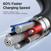JOYROOM SA38-AC3 3A USB to USB-C / Type-C Coiled Fast Charging Data Cable, Length:1.5m(Black)