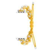 For Apple Watch SE 2022 40mm Paracord Gypsophila Beads Drawstring Braided Watch Band(Yellow)
