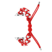 For Apple Watch SE 44mm Paracord Gypsophila Beads Drawstring Braided Watch Band(Red)