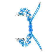 For Apple Watch Series 6 40mm Paracord Gypsophila Beads Drawstring Braided Watch Band(Blue)