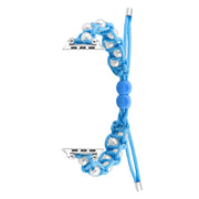 For Apple Watch Series 5 44mm Paracord Gypsophila Beads Drawstring Braided Watch Band(Blue)