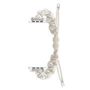 For Apple Watch Series 5 40mm Paracord Gypsophila Beads Drawstring Braided Watch Band(White)