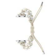 For Apple Watch Series 5 40mm Paracord Gypsophila Beads Drawstring Braided Watch Band(White)