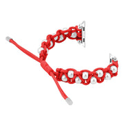 For Apple Watch Series 5 40mm Paracord Gypsophila Beads Drawstring Braided Watch Band(Red)