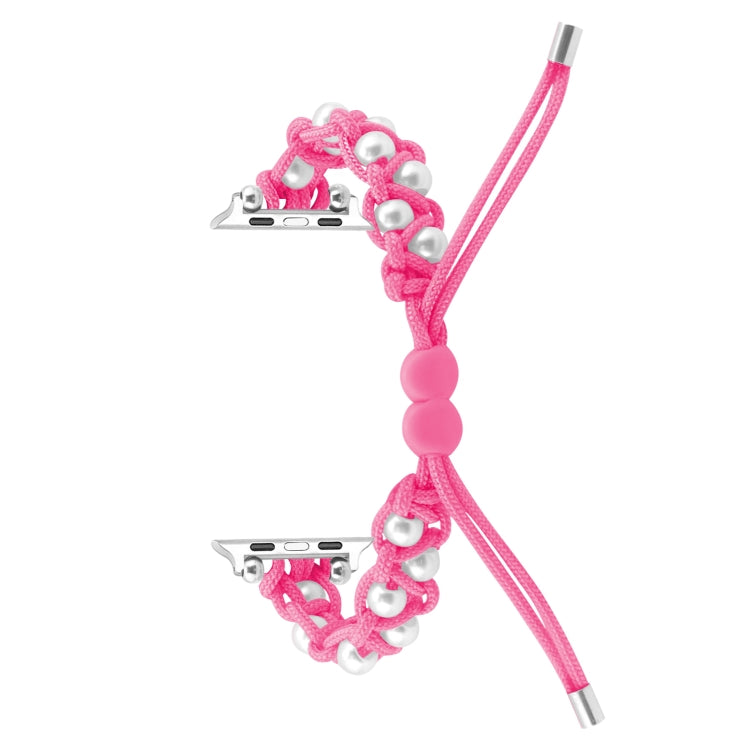 For Apple Watch Series 4 40mm Paracord Gypsophila Beads Drawstring Braided Watch Band(Pink)
