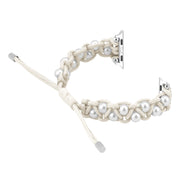 For Apple Watch Series 2 42mm Paracord Gypsophila Beads Drawstring Braided Watch Band(White)