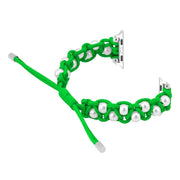 For Apple Watch 42mm Paracord Gypsophila Beads Drawstring Braided Watch Band(Green)