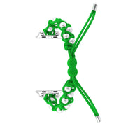 For Apple Watch 38mm Paracord Gypsophila Beads Drawstring Braided Watch Band(Green)